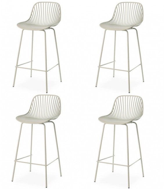 Set de 4 taburetes en metal y polipropileno verde menta robusto Mdmhogar