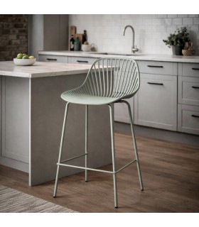 Taburete en metal y polipropileno verde menta robusto Mdmhogar