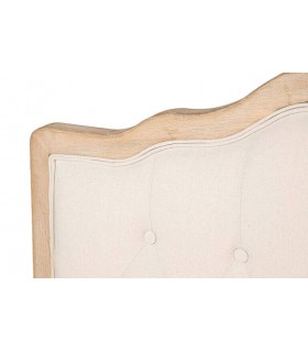 Cabecero 150 clásico en lino beige y madera natural con capitoné.1