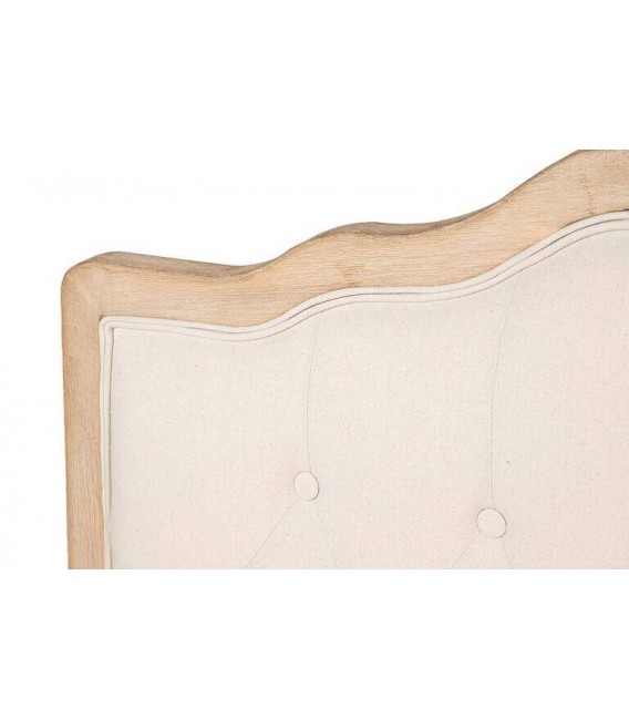 Cabecero 150 clásico en lino beige y madera natural con capitoné.1