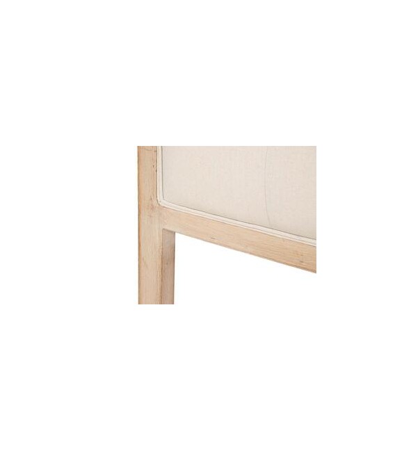 Cabecero 150 clásico en lino beige y madera natural con capitoné.4