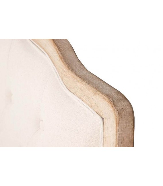 Cabecero 150 clásico en lino beige y madera natural con capitoné.2