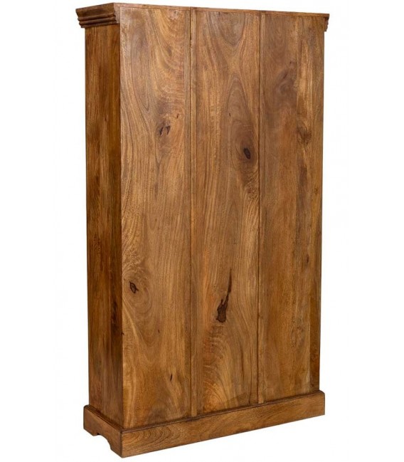 Vitrina de madera maciza de mango color nogal con dos puertas3