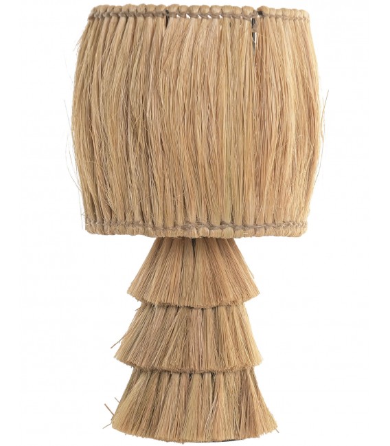 Lámpara de sobremesa de fibras naturales trenzadas color natural