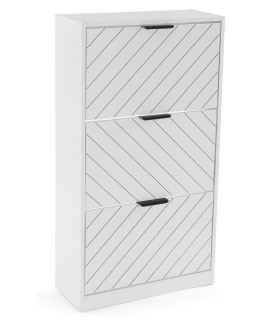 Zapatero de MDF blanco con tres puertas y zapateros dobles altos