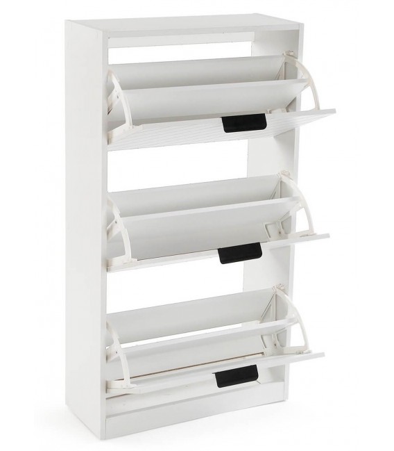 Zapatero de MDF blanco con tres puertas y zapateros dobles altos1