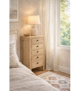 Sinfonier bajo de madera maciza de mindi con cinco cajones Mdmhogar