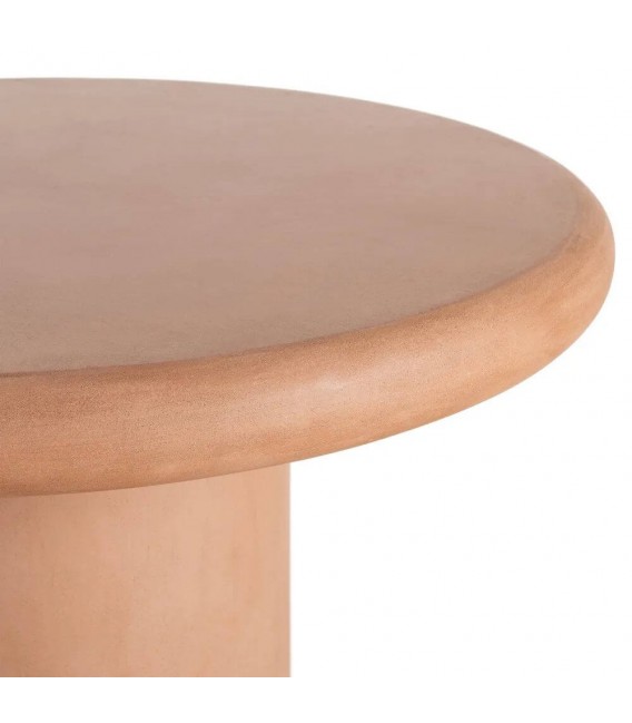 Mesa comedor redonda de microcemento color terracota grande 2