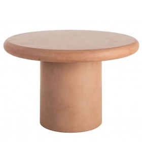 Mesa comedor redonda de microcemento color terracota grande