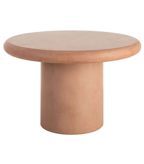 Mesa comedor redonda de microcemento color terracota grande