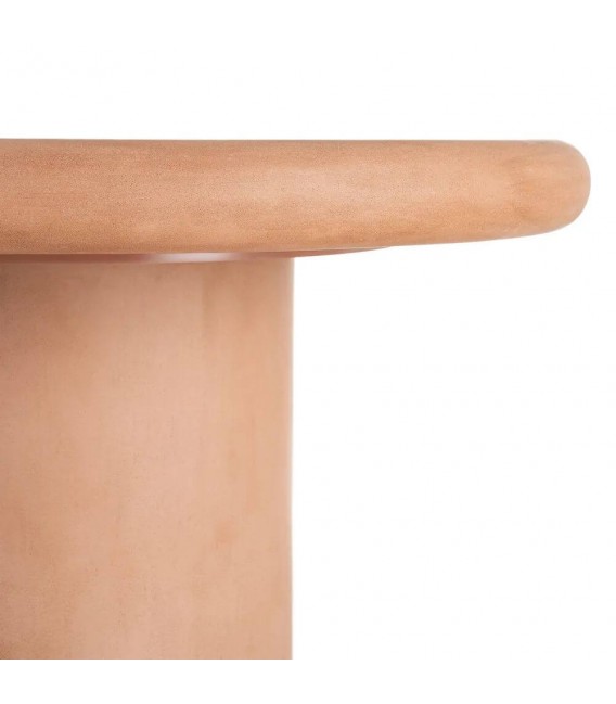 Mesa comedor redonda de microcemento color terracota grande 3