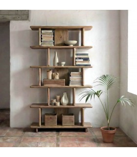 Estantería de madera maciza de mango natural irregular Mdmhogar