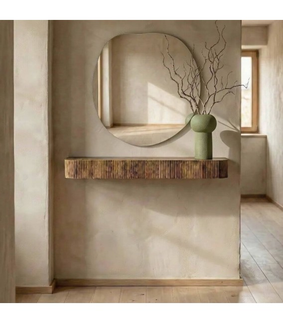 Consola de entrada suspendida de madera de mango color miel Mdmhogar