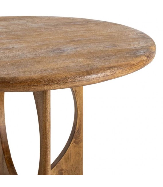 Mesa de comedor redonda de madera de mango color miel grande 2