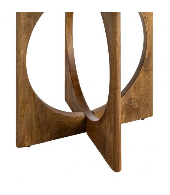 Mesa de comedor redonda de madera de mango color miel grande 3