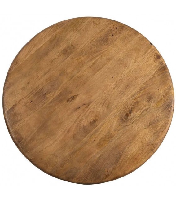 Mesa de comedor redonda de madera de mango color miel grande 1