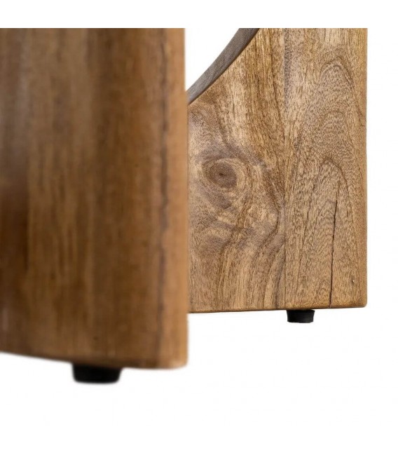 Mesa de comedor redonda de madera de mango color miel grande 4