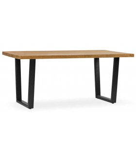 Mesa de comedor rectangular fija de madera de mindi color miel