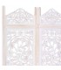 Biombo de madera de mango tallada blanco rozado cuatro hojas 4