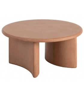 Mesa de centro redonda pequeña de microcemento color terracota