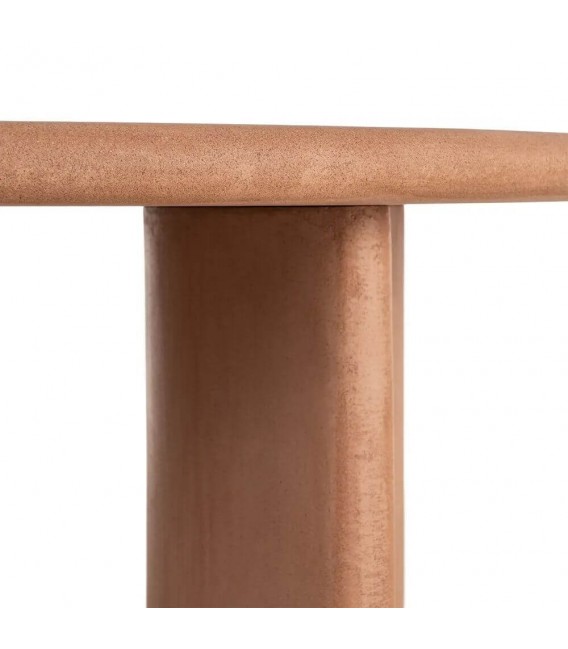 Mesa de centro redonda pequeña de microcemento color terracota 4