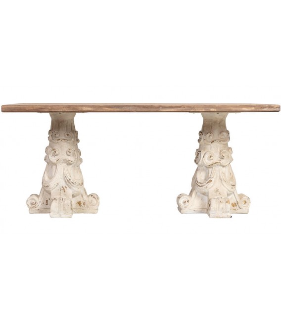 Mesa de comedor rectangular de madera maciza de abeto natural 1