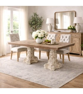 Mesa de comedor rectangular de madera maciza de abeto natural Mdmhogar