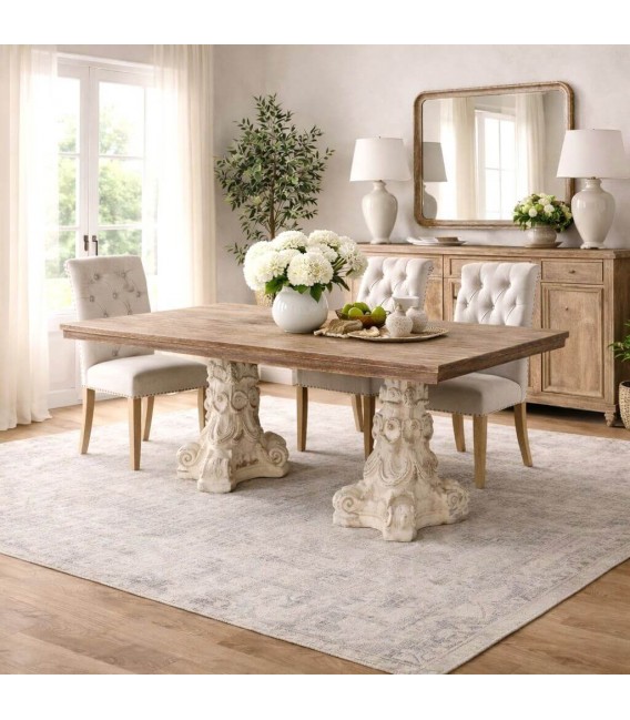 Mesa de comedor rectangular de madera maciza de abeto natural Mdmhogar