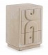 Mesita de noche de poli resina beige efecto yeso texturado 3 cajones