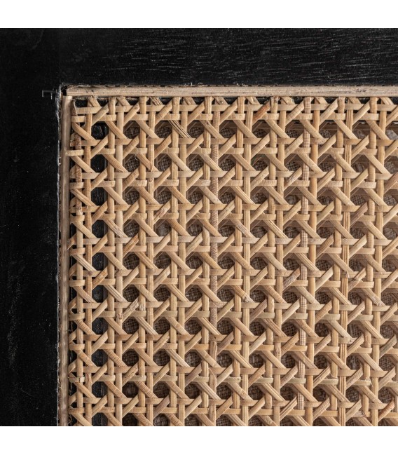 Butaca de madera de mango con ratán y cojín beige desenfundable 6