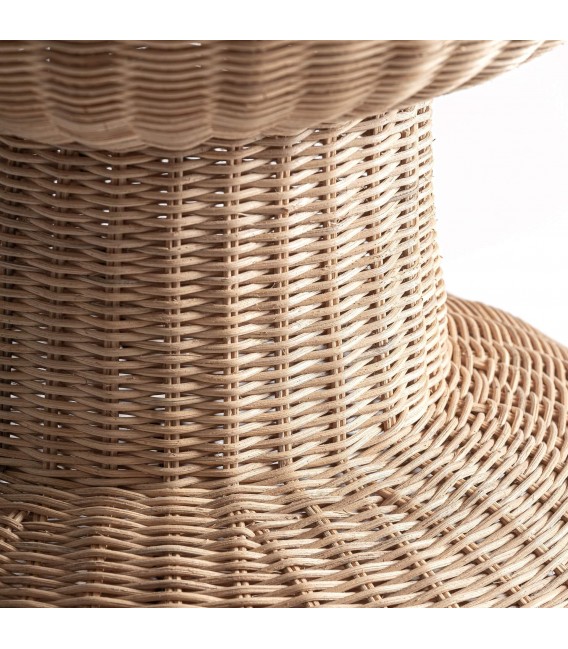 Lámpara de pie alta con dos luces en ratán natural trenzado 1