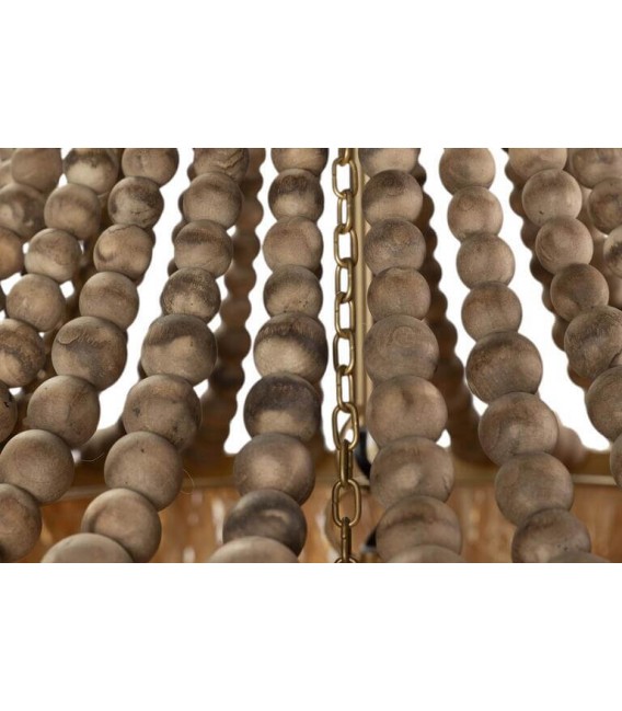 Lámpara de techo con tres luces en madera y fibras naturales 4