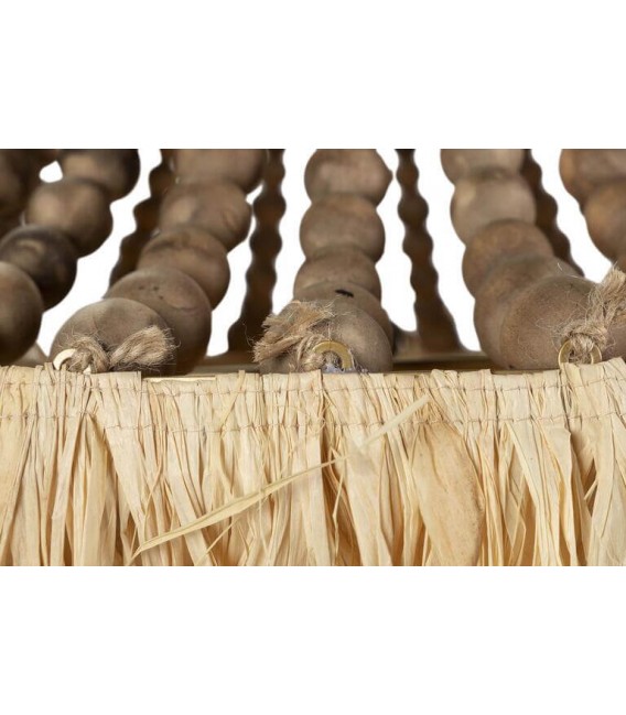 Lámpara de techo con tres luces en madera y fibras naturales 3