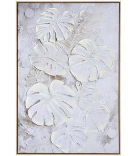 Cuadro vertical grande lienzo tonos crudos marco poliestireno