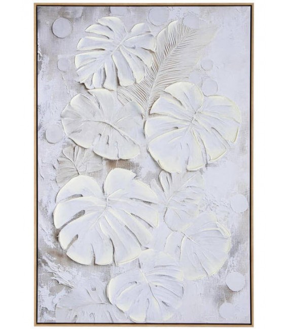 Cuadro vertical grande lienzo tonos crudos marco poliestireno