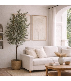 Árbol artificial poliéster verde con macetero negro incluido Mdmhogar