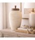 Tibor terracota cruda con tapa de madera natural rústico Mdmhogar