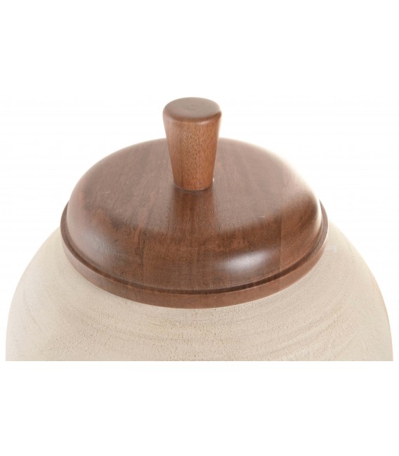 Tibor terracota cruda con tapa de madera natural rústico 1