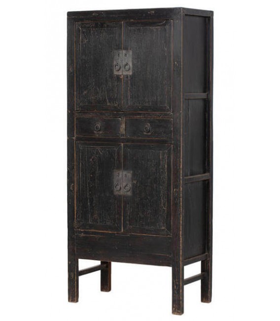 Armario alacena madera álamo negro con cuatro puertas y dos cajones