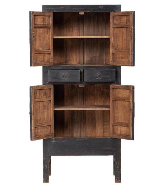 Armario alacena madera álamo negro con cuatro puertas y dos cajones 3