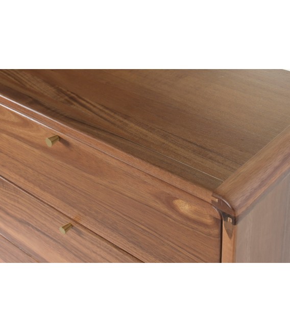 Sinfonier madera acacia nogal con cinco cajones y metal dorado 2