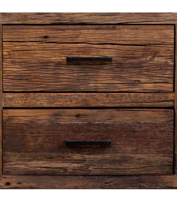 Mueble TV pino reciclado nogal con dos puertas y dos cajones 6