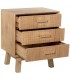 Mesita noche pino natural con tres cajones madera tallada 2