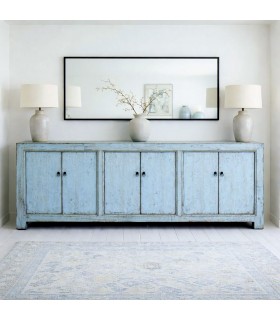 Aparador grande madera olmo lacado azul con seis puertas Mdmhogar