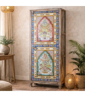 Armario alacena madera mango decorada a mano multicolor Mdmhogar