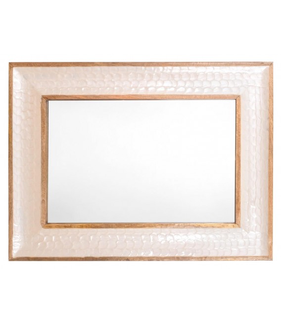 Espejo rectangular madera mango con nácar blanco natural brillo 1
