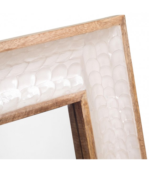 Espejo rectangular madera mango con nácar blanco natural brillo 3