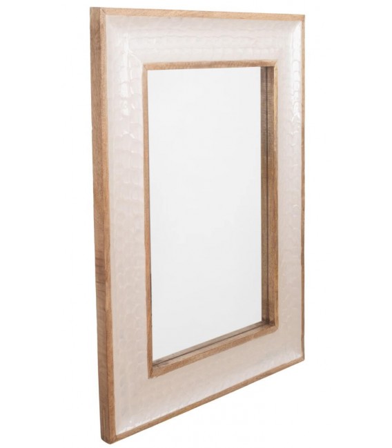 Espejo rectangular madera mango con nácar blanco natural brillo 2