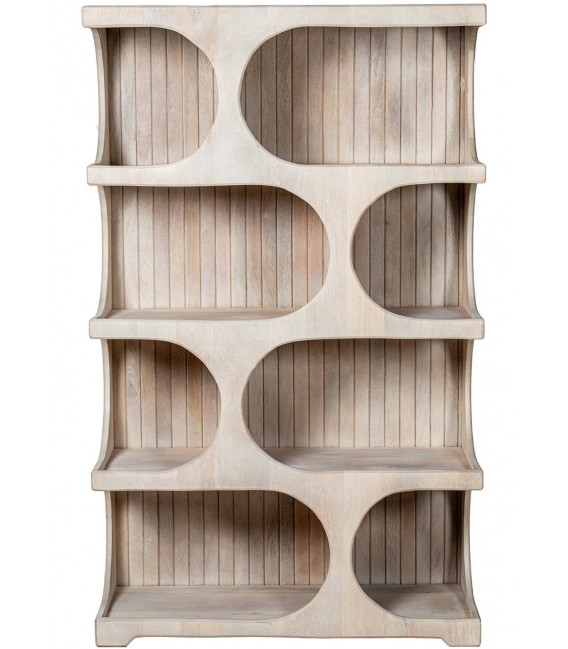 Estantería baja madera mango blanqueada natural con estantes 1