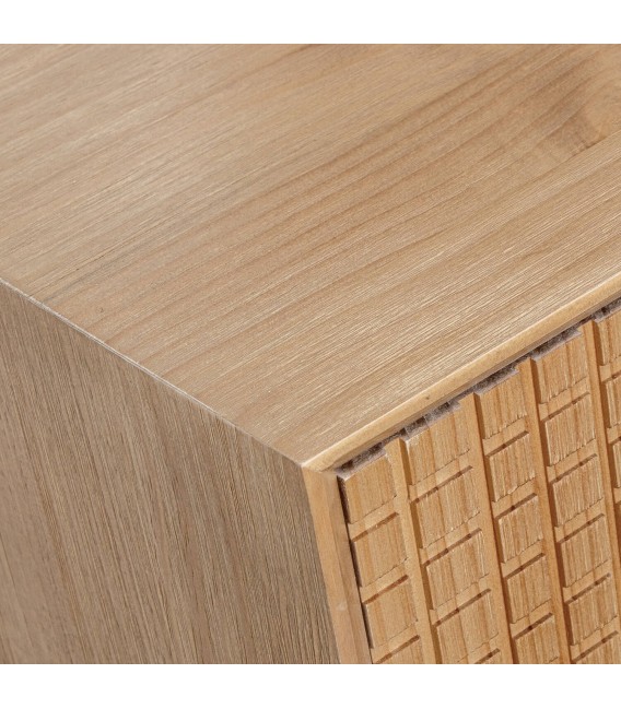 Cómoda pequeña madera pino natural con tres cajones tallada eco 3